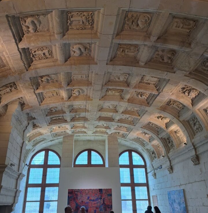 Chambord Castle double-helix staircase interior viewed from above