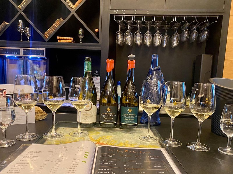 Glasses set out for a Loire tasting